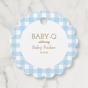 Blue Gingham Baby Shower Favor Tag