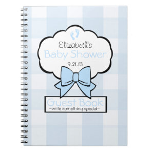 Blue Gingham Baby Shower Guest Book- Notebook