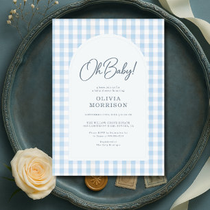 Blue Gingham Baby Shower Invitation
