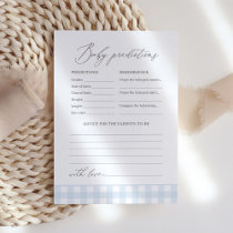 Blue Gingham Baby Shower Predictions and Advice Invitation