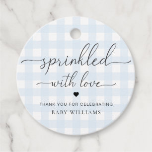 Blue Gingham Baby Shower Sprinkled With Love Favor Tags