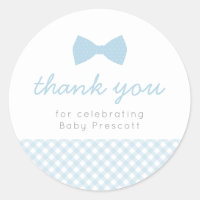 Blue gingham baby shower sticker