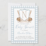 Blue Gingham Baseball Baby Shower Invitation<br><div class="desc">Sweet Baby Boy Baseball Baby Shower Invitation

Can be used for any type of Baby Shower Event!

Use this Elegant watercolor Gingham Baby Shower invite for home party events,  and more!
Need a different heading? Check this collection for the same design with more options!</div>