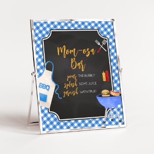 Blue Gingham BBQ Baby Shower Mom Osa Bar Poster