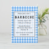 Blue Gingham BBQ Party Invitation | Zazzle
