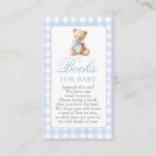 Blue Gingham Bear Baby Shower Boy Books for Baby Enclosure Card