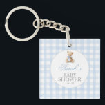 Blue Gingham Bear Baby Shower Keychain<br><div class="desc">Blue Gingham Bear Baby Shower keychain</div>