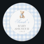 Blue Gingham Bear Baby Shower Magnet<br><div class="desc">Blue Gingham Bear Baby Shower magnet</div>