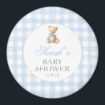 Blue Gingham Bear Baby Shower Magnet<br><div class="desc">Blue Gingham Bear Baby Shower magnet</div>