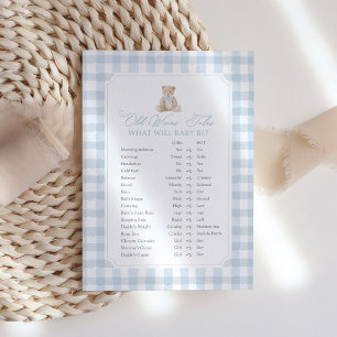 Blue Gingham Bear Baby Shower Old Wives Tales Invitation