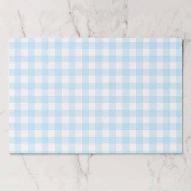 Blue gingham birthday paper placemats (Front)