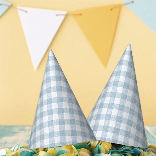 Blue Gingham Birthday Party Hat