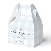 Blue Gingham Birthday Thank You Favor Box