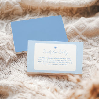 Blue Gingham Boho Boy Baby Shower Books for Baby Enclosure Card