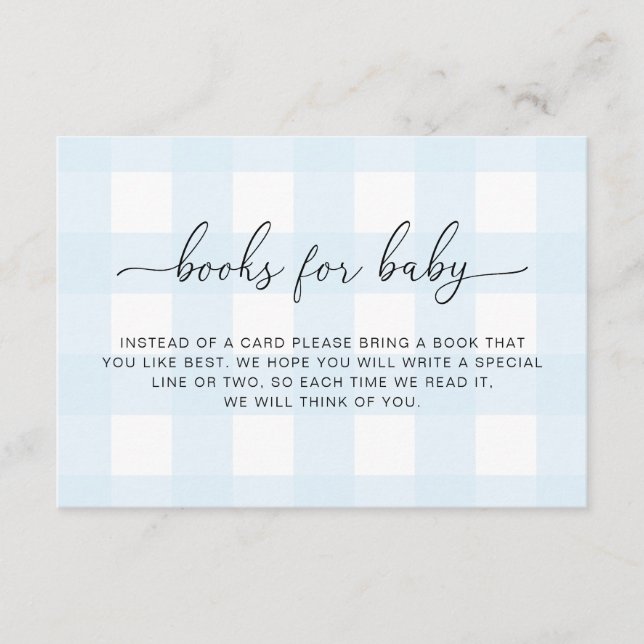 Blue Gingham Books For Baby Card (Front)