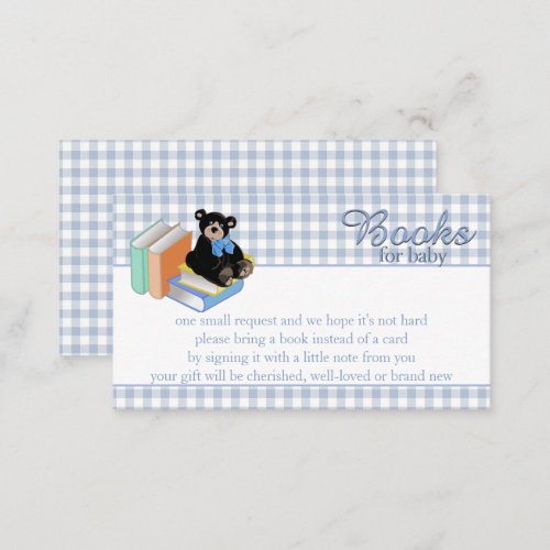 Blue Gingham Books for Baby  Enclosure Card