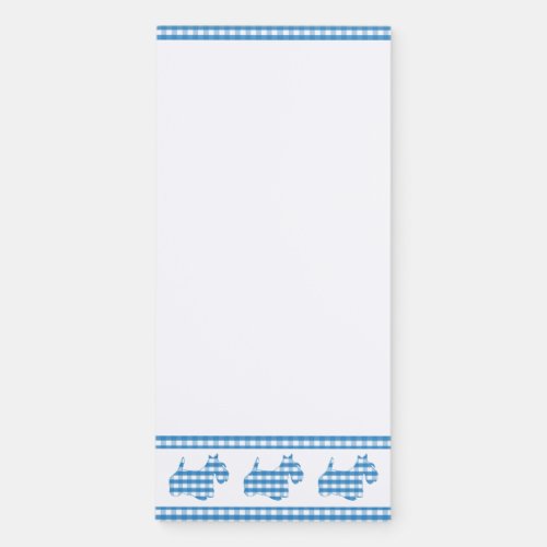 Blue Gingham Border Scottie Dogs Magnetic Notepad