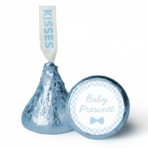 Blue gingham bow tie baby shower personalized hershey®'s kisses®