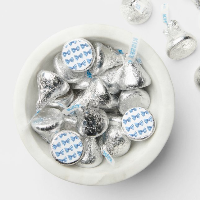 Blue Gingham Bow Tie Pattern Baby Shower  Hershey®'s Kisses® (Assorted)