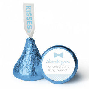 Blue gingham bowtie boy baby shower thank you  hershey®'s kisses®