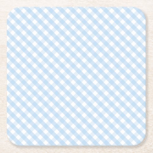 blue gingham boy baby party shower decor party square paper coaster