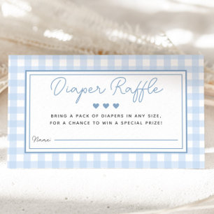 Blue Gingham Boy Baby Shower Diaper Raffle Card