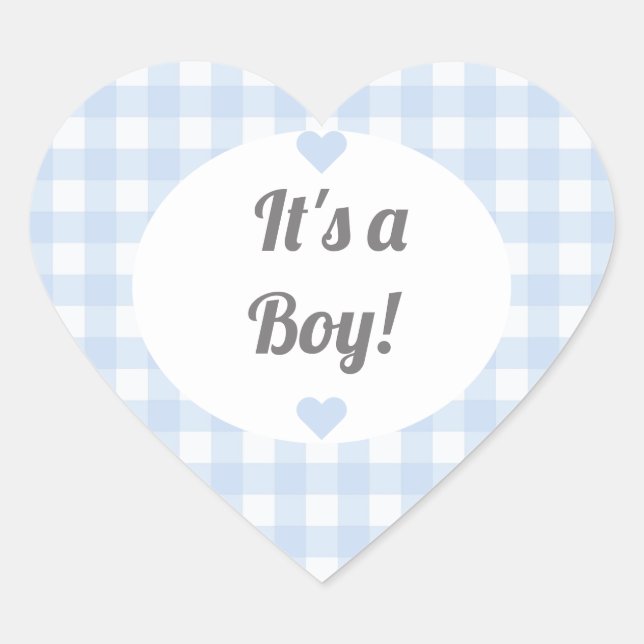 Blue Gingham Boy Baby Shower Gift Jar Label (Front)