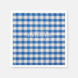 Blue Gingham Boy Baby Shower Napkins