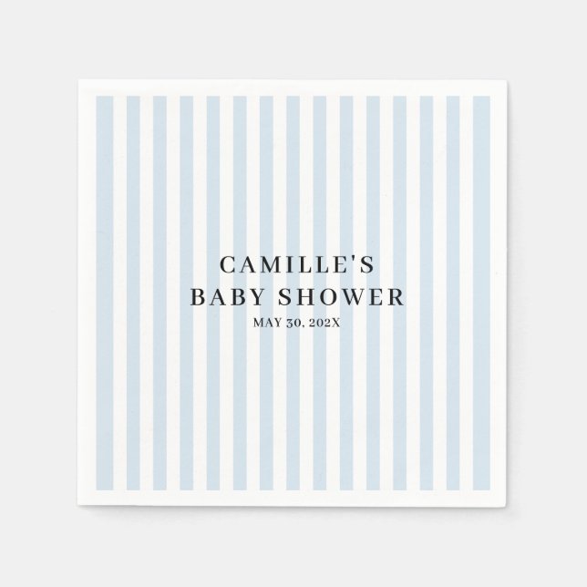 Blue Gingham Boy Baby Shower Napkins (Front)