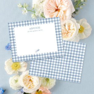 Blue Gingham Boy Baby Shower Parents Advice Card