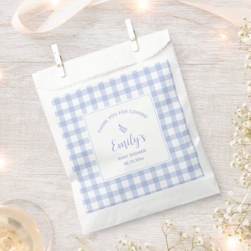Blue Gingham Boy Baby Shower Thank You For Coming Favor Bag