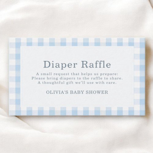 Blue Gingham Boy Diaper Raffle Baby Shower Enclosure Card
