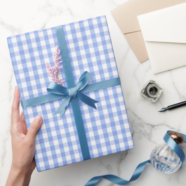 Blue Gingham Breeze Wrapping Paper (Gifting)