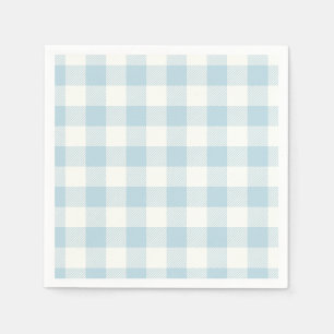 Blue Gingham Buffalo Check Baby Shower Napkins