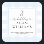 Blue Gingham Bunny Bookplate Sticker<br><div class="desc">This Baby Shower bookplate sticker features a classic gingham design and modern fonts. The script heading is an image that cannot be edited. All of the other text is fully editable. For more advanced customization of this design, simply select the "Customize It" button above. Add the sticker to your invitation...</div>