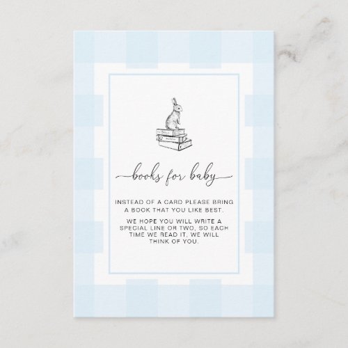 Blue Gingham Bunny Books Request Insert Card