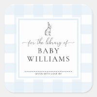 Blue Gingham Bunny For The Library Of Bookplate