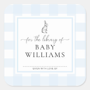 Blue Gingham Bunny For The Library Of Bookplate