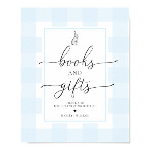 Blue Gingham Bunny Rabbit Books and Gifts Poster
