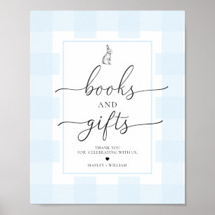 Blue Gingham Bunny Rabbit Books and Gifts Poster