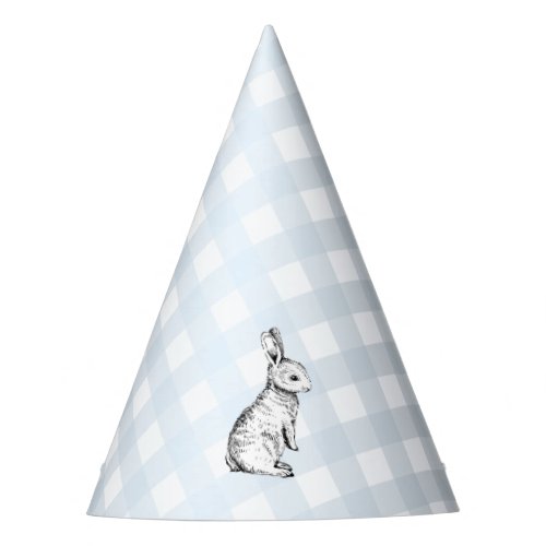 Blue Gingham Bunny Rabbit Party Hat