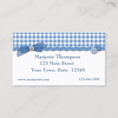 Blue Gingham Business Card