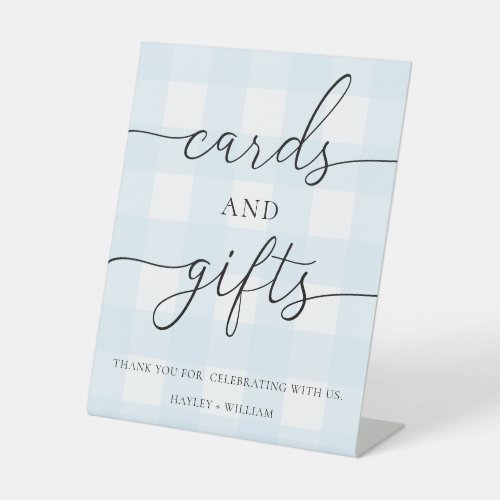 Blue Gingham Cards and Gifts Pedestal Sign