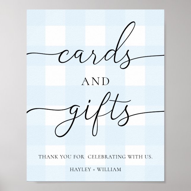 Blue Gingham Cards and Gifts Poster (Front)