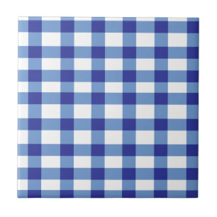 Blue Gingham Ceramic Tile