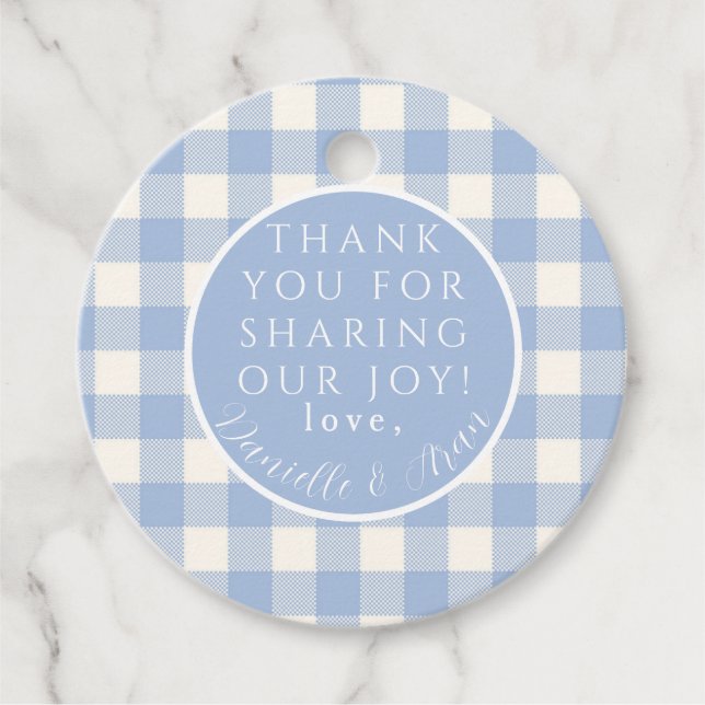 Blue Gingham Check Favor Tags (Front)