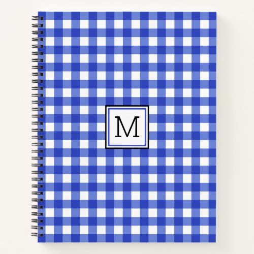Blue Gingham Check Monogram Notebook