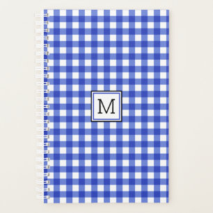 Blue Gingham Check Monogram Planner
