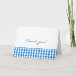 Blue Gingham Check Pattern Thank You Card