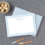 Blue Gingham Check Personal Stationery Thank You Card at Zazzle